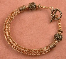 Copper Viking Knit Bracelet With Toggle Clasp